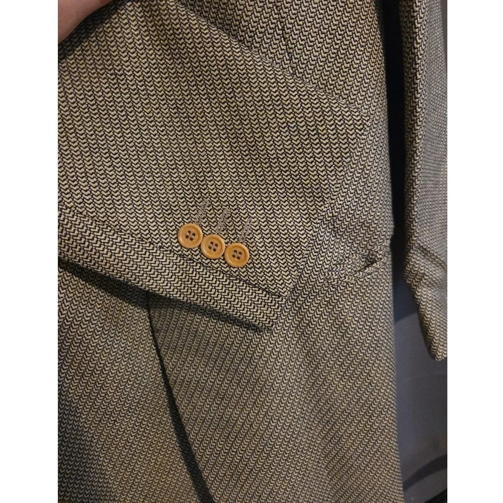 Linea Trussini Nuova Brown Micro Pattern Wool‎ Blazer, Men's 40R Sport Coat